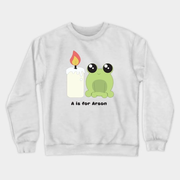 Cute Frog Arson Crewneck Sweatshirt by Liliana Brown